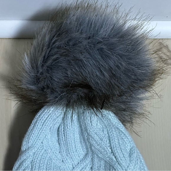 THE NORTH FACE CABLE MINNA YOUTH JUNIOR BEANIE WINDMILL BLUE HAT ONE SIZE - Picture 2 of 6